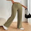 KAJXZ Women's Wide Leg Dress Pants High Waisted Dressy Trousers Casual Business Work Trousers Long Straight Suit Pants Army Green view 3