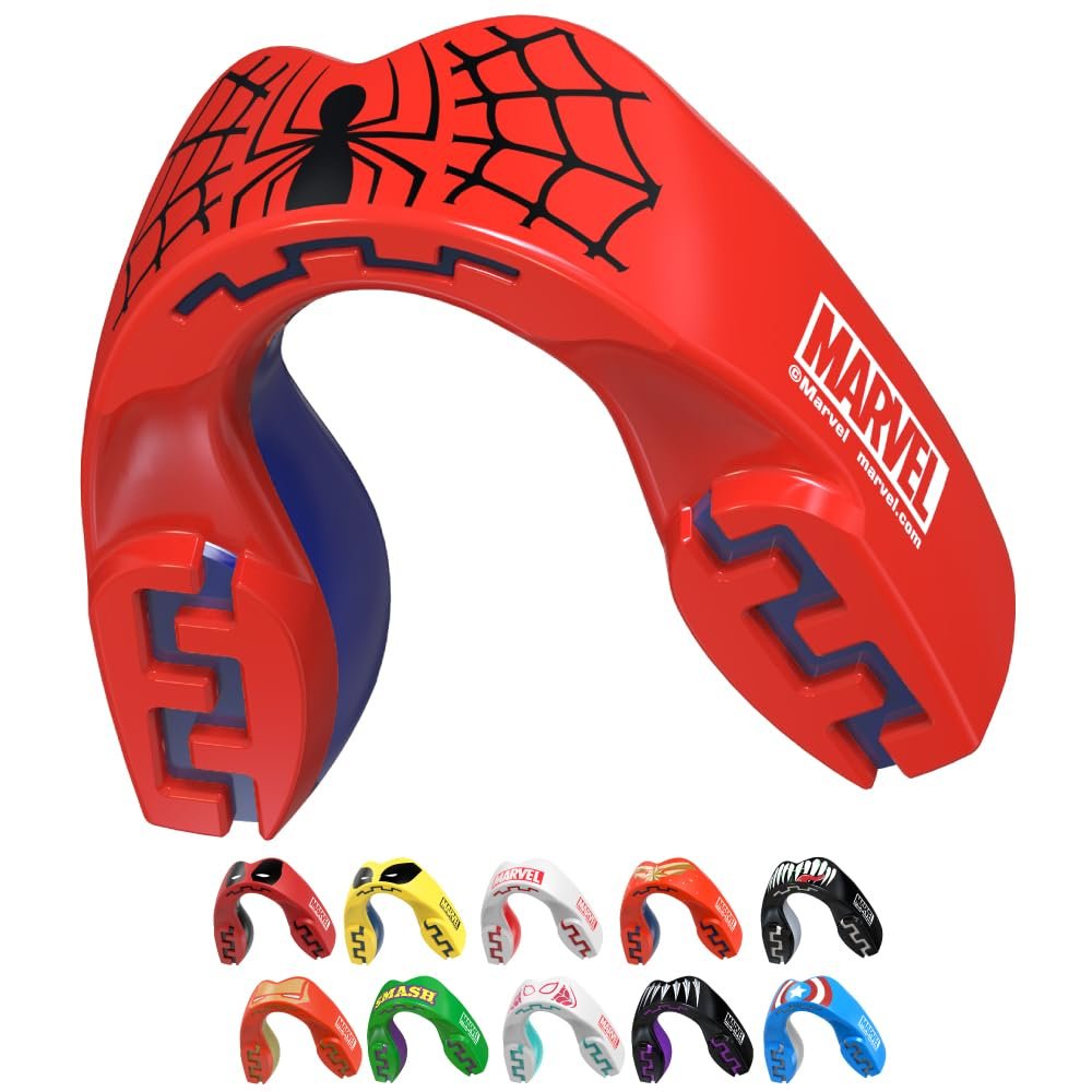 Marvel Spider-Man Sports Mouthguard Dual Layer Premium Protection Junior Gum Shield with Case for Boxing, MMA, Rugby, Martial Arts, Judo and All Contact Sports