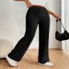 KAJXZ Women's Wide Leg Dress Pants High Waisted Dressy Trousers Casual Business Work Trousers Long Straight Suit Pants Black view 2