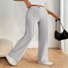 KAJXZ Women's Wide Leg Dress Pants High Waisted Dressy Trousers Casual Business Work Trousers Long Straight Suit Pants Gray view 3