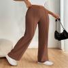 KAJXZ Women's Wide Leg Dress Pants High Waisted Dressy Trousers Casual Business Work Trousers Long Straight Suit Pants Coffee view 3