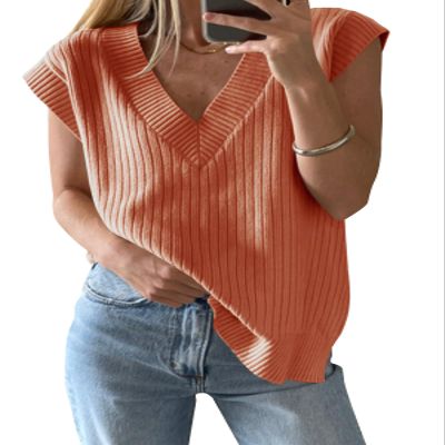 Saodimallsu Womens V Neck Sweater Vest Oversized Ribbed Knit Sleeveless Casual Loose Fit Pullover Tank Top