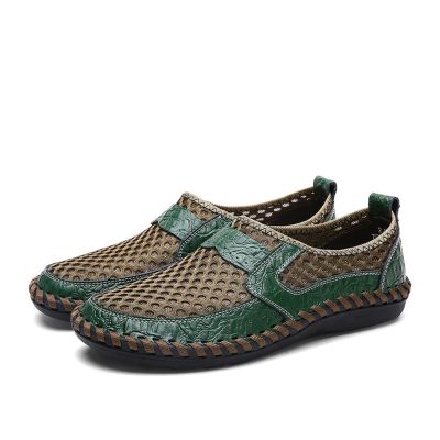 Men's Breathable Casual Mesh Loafers Slip On Walking Shoes Drving Moccasin Loafers for Men (Color : Green, Size : 10)