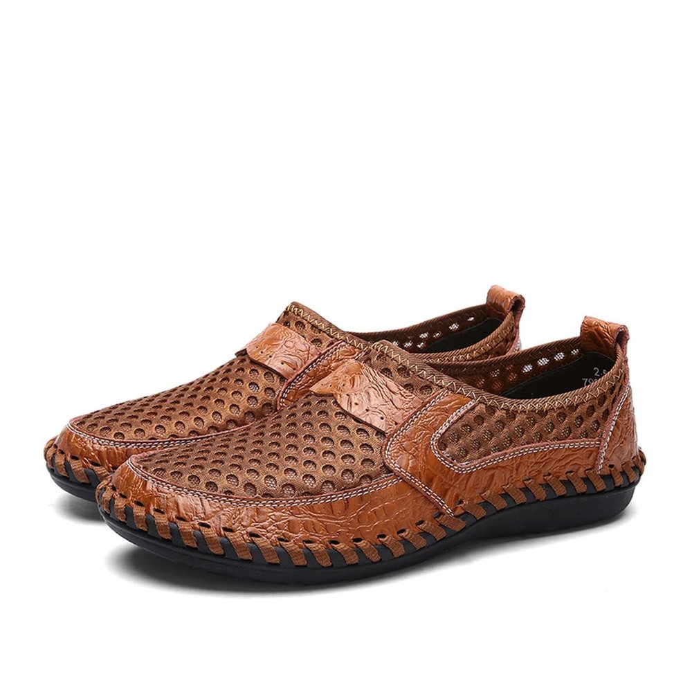 DMGYCK Men's Breathable Casual Mesh Loafers Slip On Walking Shoes Drving Moccasin Loafers for Men (Color : Brown, Size : 11)