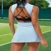 JULGIRL Women's Workout Tennis Golf Dress Athletic Build-in Shorts Sleeveless Active Dresses Backless Summer Workout Dresses Blue view 2