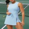JULGIRL Women's Workout Tennis Golf Dress Athletic Build-in Shorts Sleeveless Active Dresses Backless Summer Workout Dresses Blue view 3