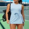 JULGIRL Women's Workout Tennis Golf Dress Athletic Build-in Shorts Sleeveless Active Dresses Backless Summer Workout Dresses Blue view 4