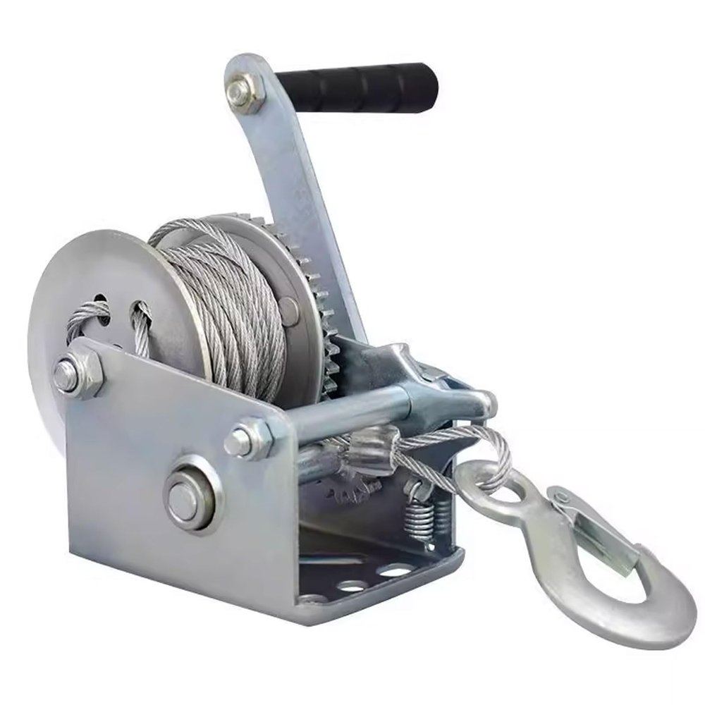 PurezmMoto Boat Winch Heavy Duty Steel 3000lbs Trailer Winch, Hand Winch with Hook, Two Way Ratchet Crank Winch for SUV, ATV, Manual Winch with 26 Feet Wire Rope (Size : 600 lb(26ft Rope))