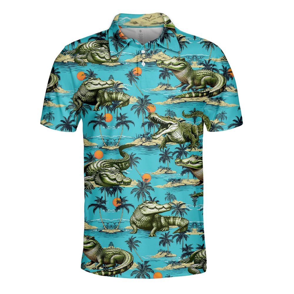 Alligator Polo Shirt for Men, Alligator Shirts for Men, Gator Shirts Mens Short Sleeve Polo Shirt, Mens Golf Polo