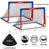 2 Pack 4' x 3' Soccer Goal Net Set, Pop Up Kids Practice Soccer Goals for Indoor and Outdoor.Portable Soccer Net with Carrying Bag & Ground Pegs, Perfect for Backyard, Field, Court (Red and Blue) view 2