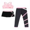 dPois Kids 3 Piece Dance Outfit Tracksuit Girls Cross Nack Tank Sport Bra with Yoga Pants Leggings Ballet Shorts Set Pink 8 Years view 4