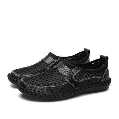 DMGYCK Men's Breathable Casual Mesh Loafers Slip On Walking Shoes Drving Moccasin Loafers for Men (Color : Black, Size : 8.5)