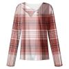 2025, Summer Tops for Women 2024 Trendy Casual Long Sleeve Dressy Blouses Elegant Asymmetric V Neck Button Tshirts Shirts Fashion Vintage Graphic Tees Western Outfits Clothing(B Red,Small) view 4