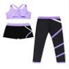dPois Kids 3 Piece Dance Outfit Tracksuit Girls Cross Nack Tank Sport Bra with Yoga Pants Leggings Ballet Shorts Set Lavender 12 Years view 4