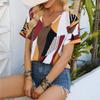 Lymzpwg Summer Women's Printed V-Neck Short-Sleeved Tops T-Shirt Shirt (Color : Red, Size : X-Large) view 3