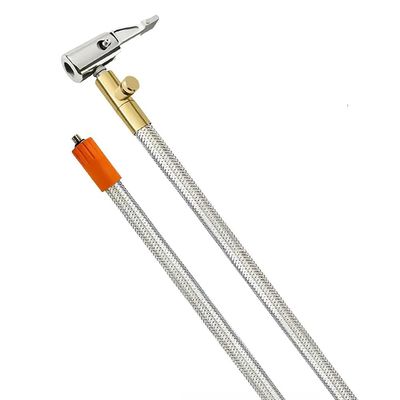 Grimmstr Extended Portable Air Compressor Tire Inflator Replacement Hose with Stainless Steel Mesh for Protection, Air Pump Tube, Easy to Use Fine Workmanship, Silver&orange