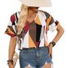 Lymzpwg Summer Women's Printed V-Neck Short-Sleeved Tops T-Shirt Shirt (Color : Red, Size : Large)