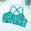 Lorilida Girls 3 Pieces Dance Outfit Sport Crop Top Bra with Shorts Hair Tie Set Gymnastics Workout Tracksuit Lake Blue 14 Years view 4