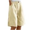Women Lightweight Hiking Cargo Shorts 7" Running Workout Shorts Quick Dry High Waisted Bermuda Knee Length Long Shorts Beige view 1