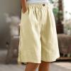 Women Lightweight Hiking Cargo Shorts 7" Running Workout Shorts Quick Dry High Waisted Bermuda Knee Length Long Shorts Beige view 2