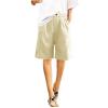 Women Lightweight Hiking Cargo Shorts 7" Running Workout Shorts Quick Dry High Waisted Bermuda Knee Length Long Shorts Beige view 3