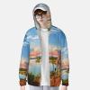 African Landscape with Nile River and Giraffe Sun Protection Hoodie Women Men Jacket UPF 50+ Long Sleeve Sun Shirt Full Zip Rash Guard Black view 2