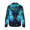 Blue Butterfly Pattern Sun Protection Hoodie Women Men Jacket UPF 50+ Long Sleeve Sun Shirt Full Zip Rash Guard view 2