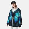 Blue Butterfly Pattern Sun Protection Hoodie Women Men Jacket UPF 50+ Long Sleeve Sun Shirt Full Zip Rash Guard view 4