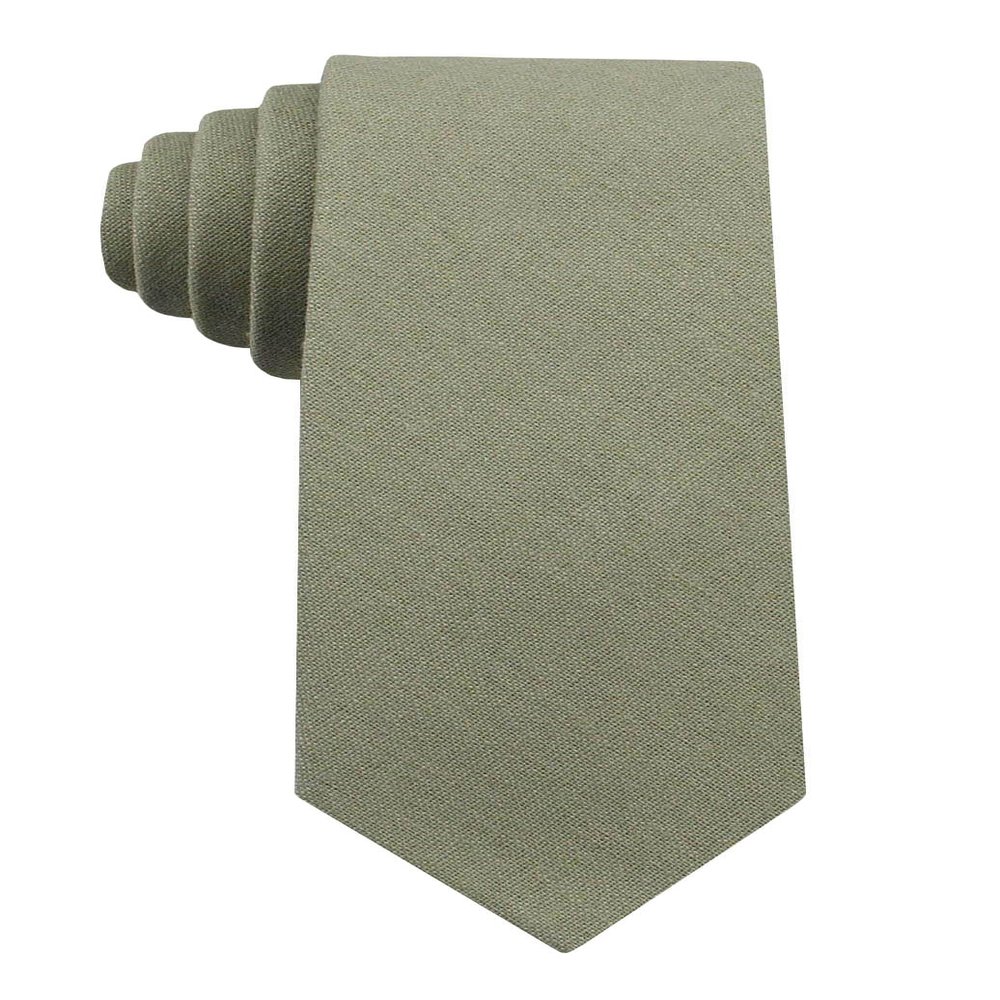 Entwineno Kids Linen Ties - Solid Color Slim Tie for Boys (Sage Green)