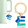 Letter Charm Accessories for Stanley Cup 1 PCS Cute Initial Keychain Handle Charm for Stanley Tumbler for Women Blue Letter E view 1