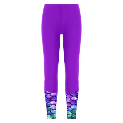 Zaldita Girls Solid Color Swim Leggings UPF 50+ Sun Protective Cover Up Long Pants Dance Tights Purple A 16 Years