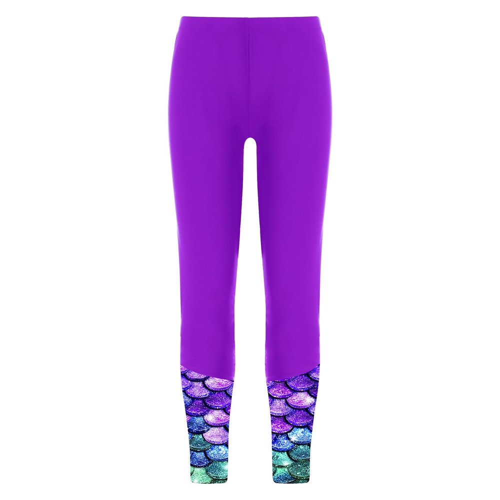 Zaldita Girls Solid Color Swim Leggings UPF 50+ Sun Protective Cover Up Long Pants Dance Tights Purple A 16 Years