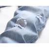 SWJGLITTR Mens Slim Fit Washed Denim Trousers Straight Destroyed for Men Jean Pants Mid Waist Ripped Distressed Jeans (Light Blue,38) view 4