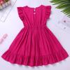 Baby Girls Mexican Dress Floral Colorful Embroidered Ruffle Dresses Toddler Flutter Sleeve Cinco De Mayo Fiesta Outfit Kids Peasant Traditional Ethnic Wear Mexico Themed Clothes Rose Red 3-4 Years view 4