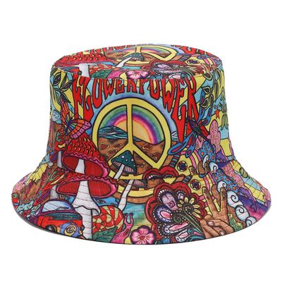 Quanhaigou Bucket Hat for Men Women,Packable Reversible Printed Sun Hats,Fisherman Outdoor Summer Travel Hiking Beach Caps (Mushroom Floral)