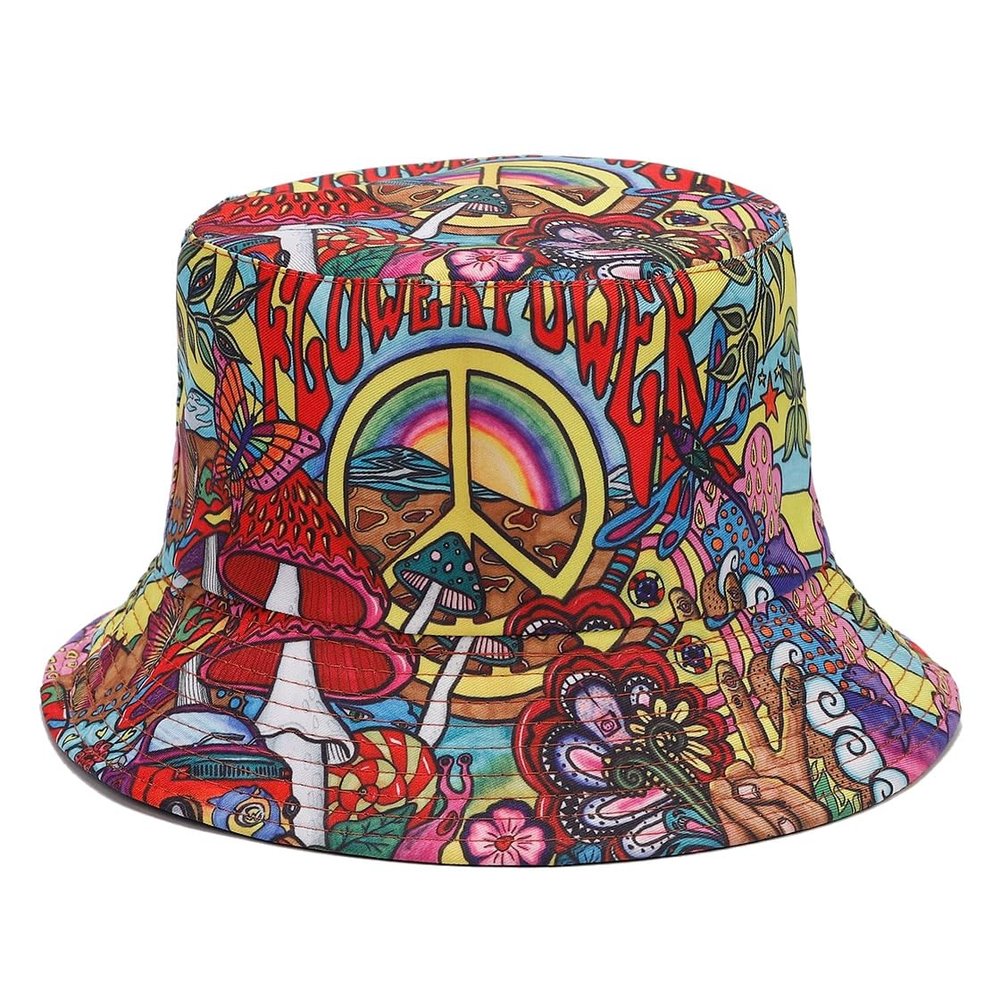 Quanhaigou Bucket Hat for Men Women,Packable Reversible Printed Sun Hats,Fisherman Outdoor Summer Travel Hiking Beach Caps (Mushroom Floral)