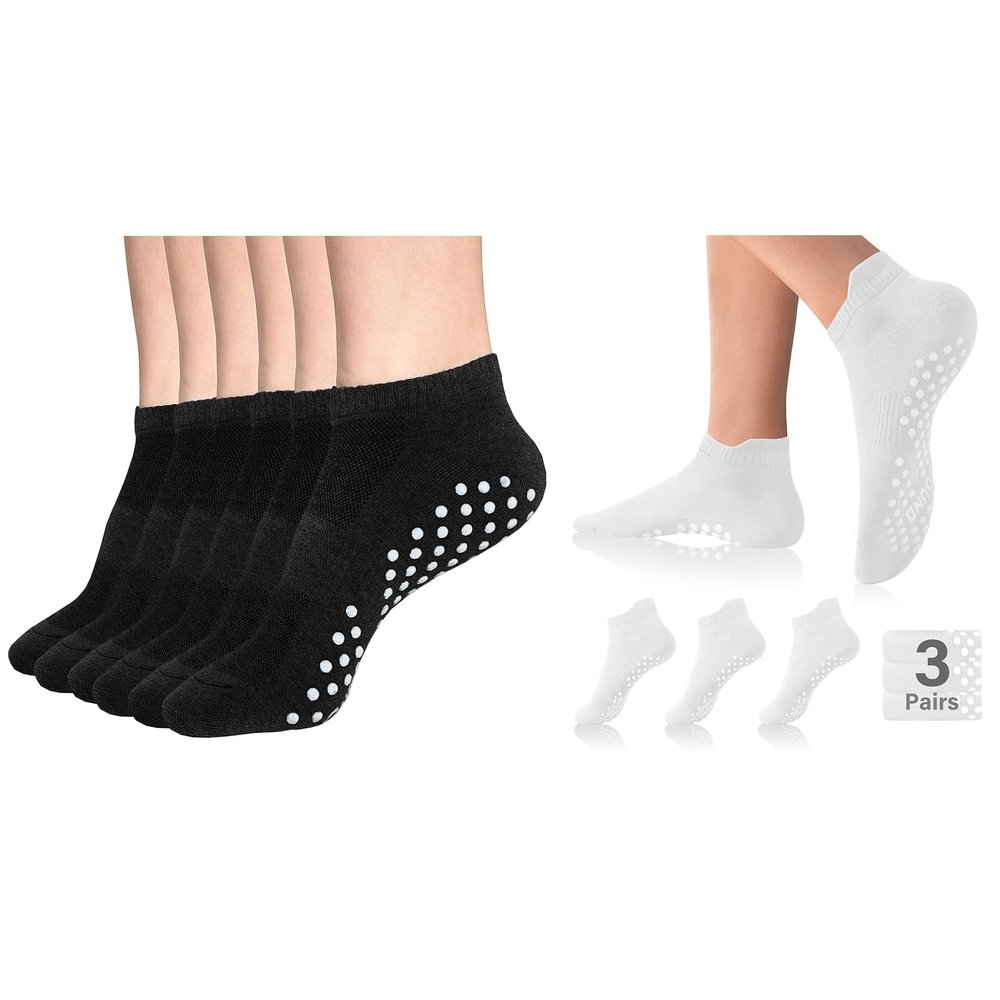 DIBAOLONG Pilates Socks with Grips for Women Yoga Socks Non Slip for Hospital, Pergnancy, Barre, Ballet, Dance, Workout 3 Pairs