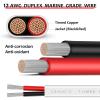 12 Gauge 50ft Marine Wire,2 Core Insulated Duplex Marine Grade Wire Tinned Copper Standard Electrical Wire Outdoor for Boat/Maine/Automotive/RV/Camper/Trailer view 2