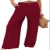 Fooullaide Women's Business Work Casual Pants High Waisted Button Down Loose Long Palazzo Trousers with Pocket view 1