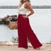 Fooullaide Women's Business Work Casual Pants High Waisted Button Down Loose Long Palazzo Trousers with Pocket view 2