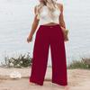 Fooullaide Women's Business Work Casual Pants High Waisted Button Down Loose Long Palazzo Trousers with Pocket view 3