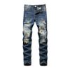 Men's Ripped Straight Denim Pant Biker Ripped Skinny Distressed Jeans Washed Cargo Distressed Jean Pants (Blue 4,38) view 1