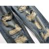 Men's Ripped Straight Denim Pant Biker Ripped Skinny Distressed Jeans Washed Cargo Distressed Jean Pants (Blue 4,38) view 4