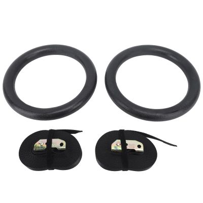 XHTLLO Black ABS Anti Slip Adjustable Fitness Rings, Polyester Ribbon Pull Up Exercise Rings for Gymnastics Training