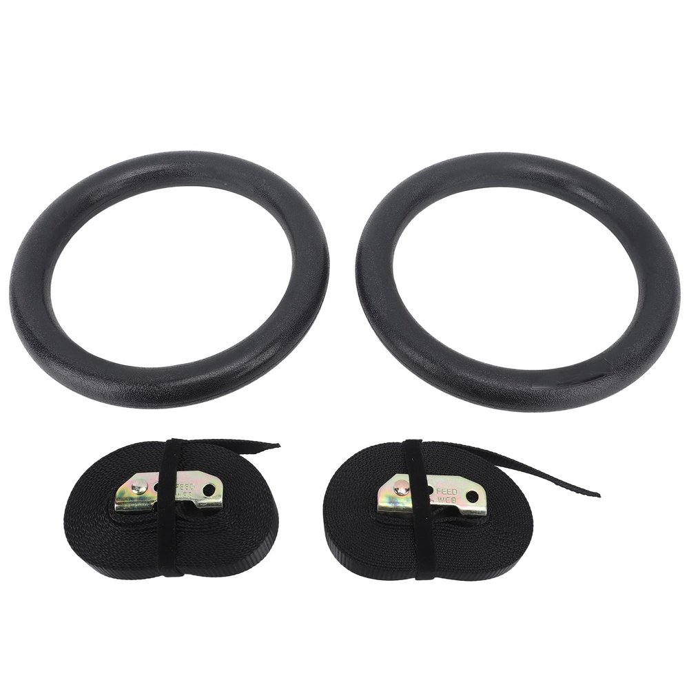 XHTLLO Black ABS Anti Slip Adjustable Fitness Rings, Polyester Ribbon Pull Up Exercise Rings for Gymnastics Training