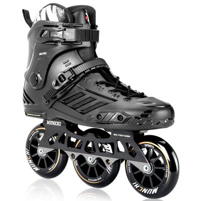 3 Wheels Fitness Inline Speed Skates for Unisex110mm Roller Skates Blades (Black, Men 6/Women 7 38)