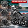 3 Wheels Fitness Inline Speed Skates for Unisex110mm Roller Skates Blades (Black, Men 6/Women 7 38) view 2