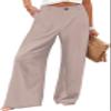Women's Wide Leg Casual Dress Pants High Waist Business Work Button Down Toruse with Pocket view 1