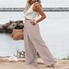 Women's Wide Leg Casual Dress Pants High Waist Business Work Button Down Toruse with Pocket view 3