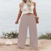 Women's Wide Leg Casual Dress Pants High Waist Business Work Button Down Toruse with Pocket view 4
